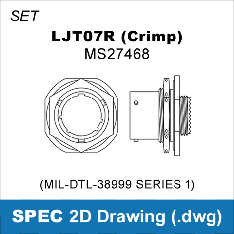 2D Cad Drawing, MIL-DTL-38999 Series 1, Amphenol LJT, LJT07, MS27468