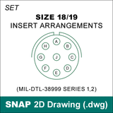 2D Cad Drawing, MIL-DTL-38999 Series 1, 2, Amphenol JT, LJT, Insert Arrangement 