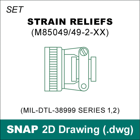 2D Cad Drawing, MIL-DTL-38999 Series 1, 2, Amphenol JT, LJT, Strain Relief