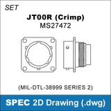 2D Cad Drawing, MIL-DTL-38999 Series 2, Amphenol JT, JT00, MS27472 