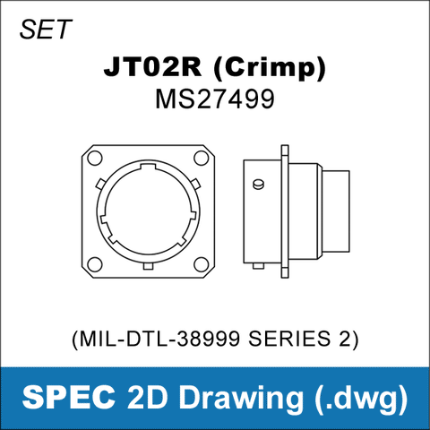 2D Cad Drawing, MIL-DTL-38999 Series 2, Amphenol JT, JT02, MS27499