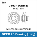 2D Cad Drawing, MIL-DTL-38999 Series 2, Amphenol JT, JT07, MS27474 