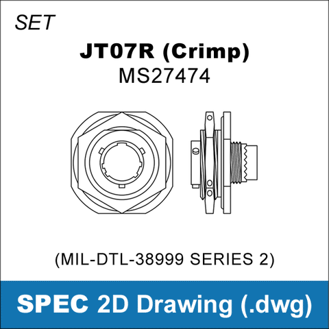 2D Cad Drawing, MIL-DTL-38999 Series 2, Amphenol JT, JT07, MS27474 