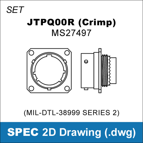 2D Cad Drawing, MIL-DTL-38999 Series 2, Amphenol JT, JTPQ00, MS27497 
